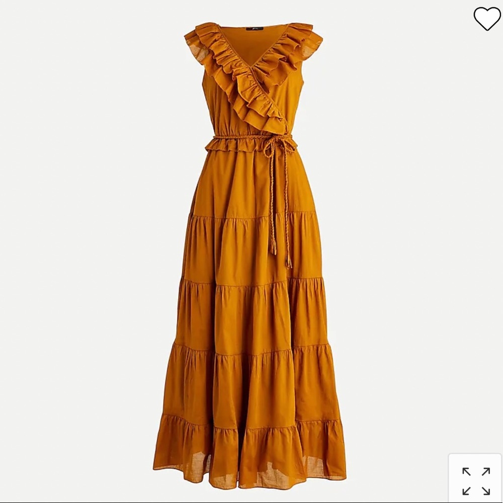 J.Crew mustard colored ruffled maxi dress size 0.